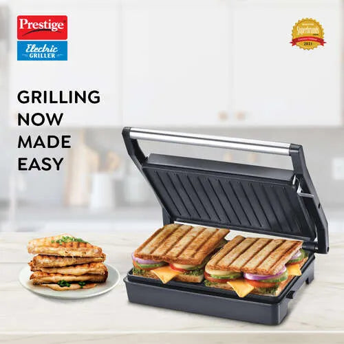 Prestige PEG 6.0 Electric Grill – 1000W Non-Stick Grill with No-Flip & Low-Fat Grilling