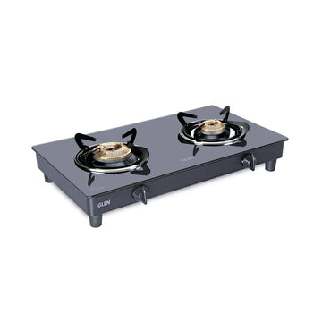 Glen CT1021GTBBBLPN 2 Burner PNG Glass Gas Stove – 6mm Toughened Black Glass, High Flame Brass Burners, 660×395mm Cooktop & Manual Ignition