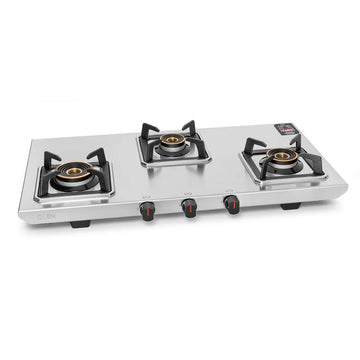 Glen CT1053UTDTSS 3 Burner Ultra Tuff Stainless Steel Gas Stove with Multi-Ring Forged Brass Burners & Removable Drip Trays