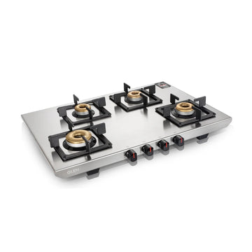 Glen CT1054UTSS 4 Burner Ultra Tuff Stainless Steel Gas Stove with Forged Brass Burners, 5 mm Square Pan Supports & Manual/Auto Ignition