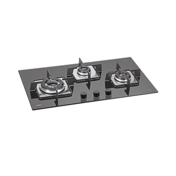 Glen BH1073SQINTR 3 Burner Built-in Glass Hob with Triple Ring & Italian Double Ring Burners, Auto Ignition – 73 cm