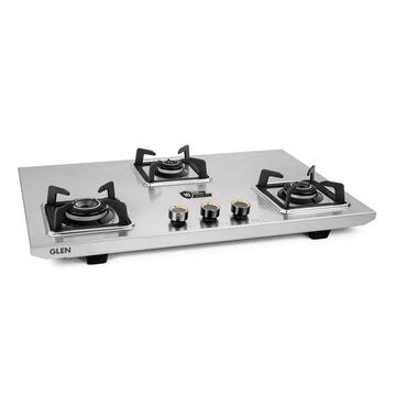 Glen CT1053UTTNDTSS 3 Burner Ultra Tuff Stainless Steel Gas Stove with High-Efficiency Forged Brass Burners, Top Knobs & Manual/Auto Ignition