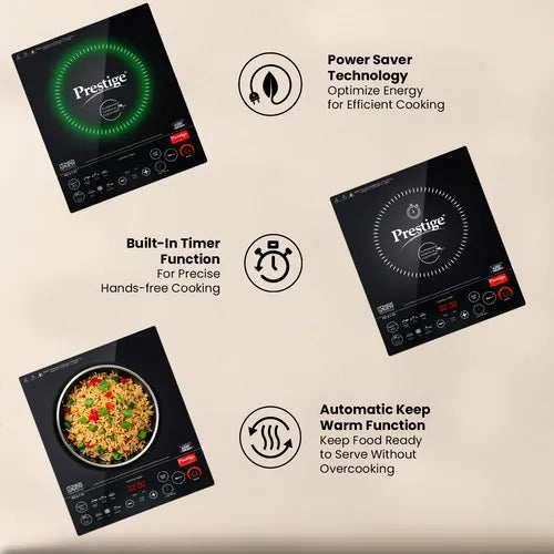 Prestige PIC 6.1 V3 2200W Induction Cooktop – Automatic Whistle Counter, Keep Warm Function & Indian Menu Options