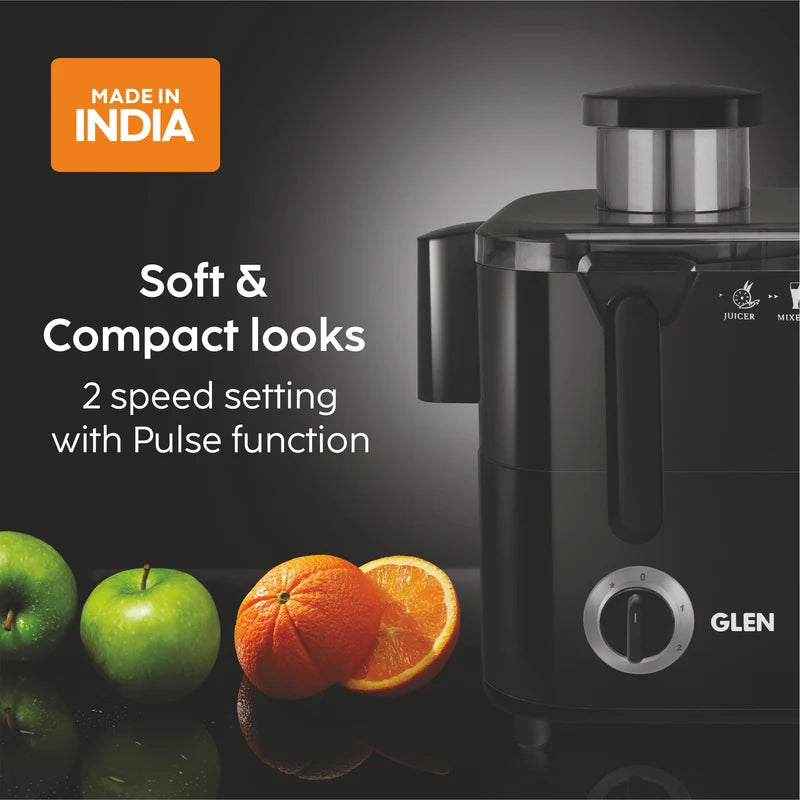 Glen SA4014JU 600W Juicer with Stainless Steel Filter, 2-Speed Settings & Pulse Function – Black