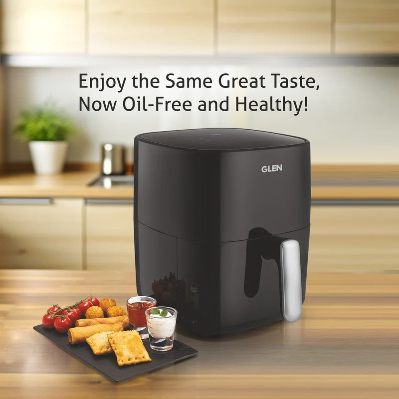 Glen SA-3041DBL 5 Litre Digital Air Fryer with 8 Preset Cooking Functions, Adjustable Timer & Temperature Control – 1500W, Black