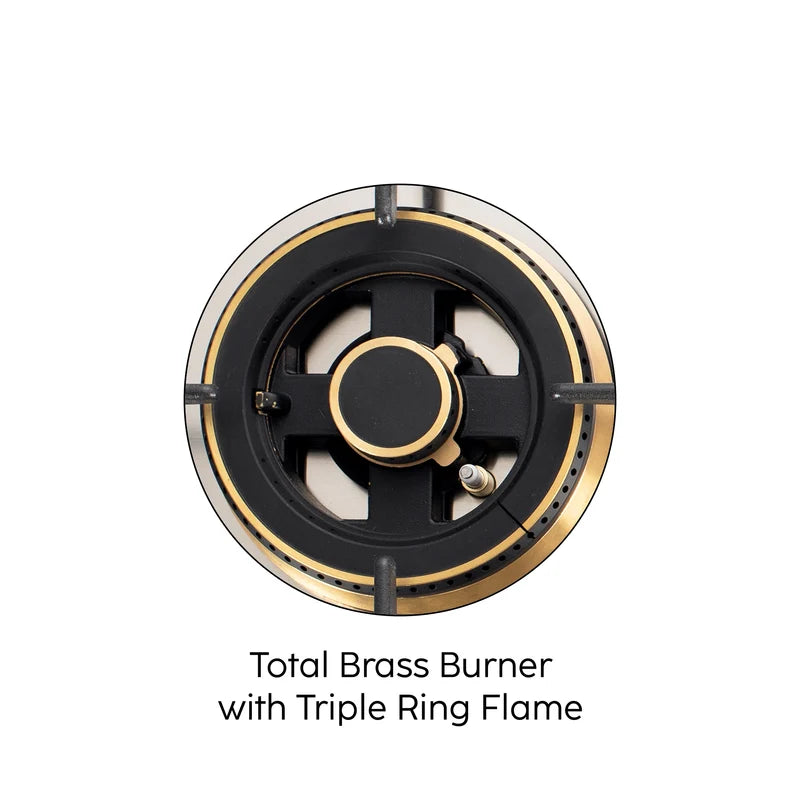 Glen BH1073XLCIHTTDBBW 3 Burner Black & White Glass Hob Top with Triple Ring & Total Brass Double Ring Burners, Auto Ignition – 77 cm
