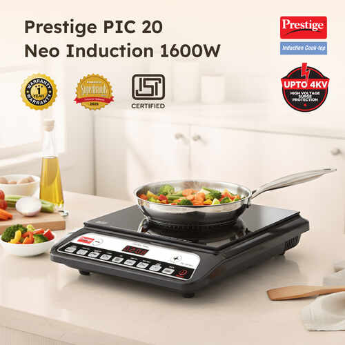 Prestige PIC 20 NEO 1600W Induction Cooktop – Indian Menu Options, Timer & Automatic Voltage Regulation