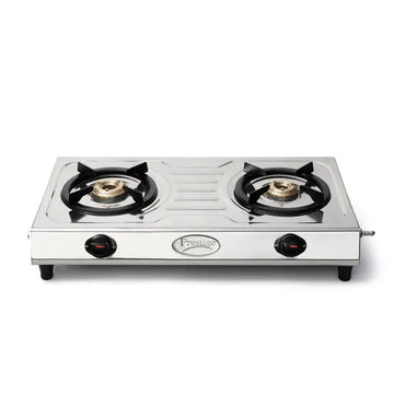 Prestige Prime 2 Burner Gas Stove – Stainless Steel Body & Top with Brass Burners