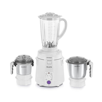 Sujata Supermix 900W Mixer Grinder – 22,000 RPM, 3 Jars, 90-Minute Continuous Operation – White & Black