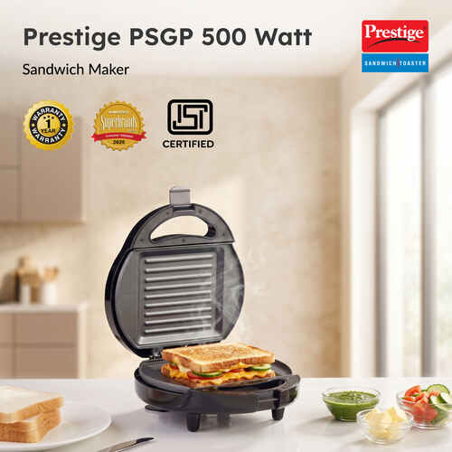 Prestige PGSP Single Sandwich Maker – 500W Fixed Plate Non-Stick Sandwich Toaster