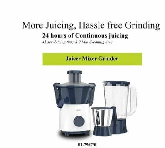 Buy Juicer Mixer Grinder Philips HL7567/00 | 2 Jars with 500 Watts Power | Deep Azure