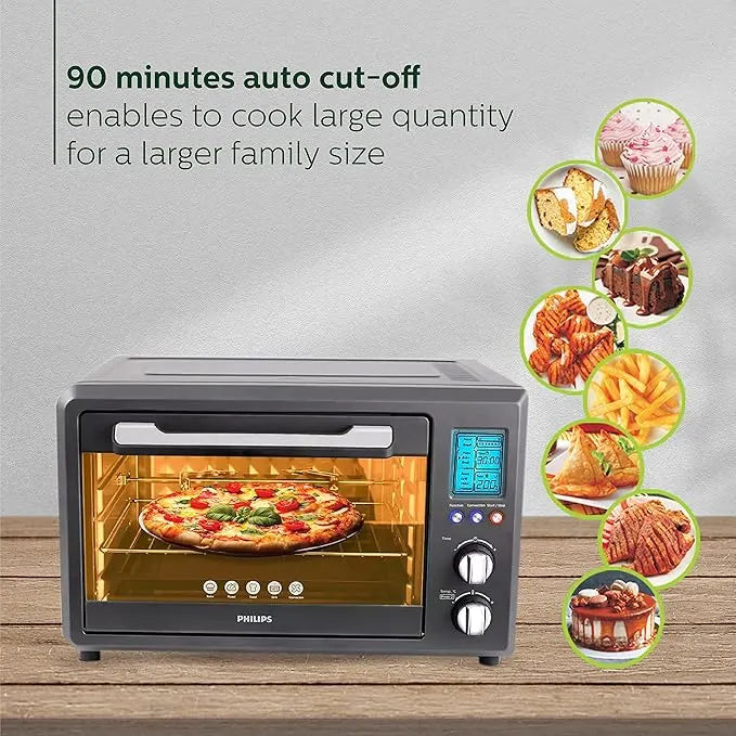 Philips Oven Toaster Grill 36Litre | 2000W with Opti Temp Technology | Black (HD6976/00)