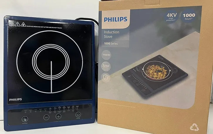 Philips 1500W Induction Cooktop with push button | Blue/Black (HD4944/00)