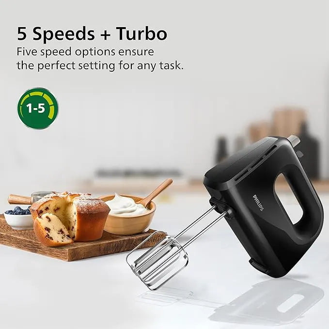 Philips Hand Mixer Blender HR3705/10 | 300 W with 5 Speed Control | Black