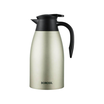 Borosil Oyster 2L Insulated Teapot with Handle | Stainless Steel Thermosteel Carafe | 24H Hot & Cold