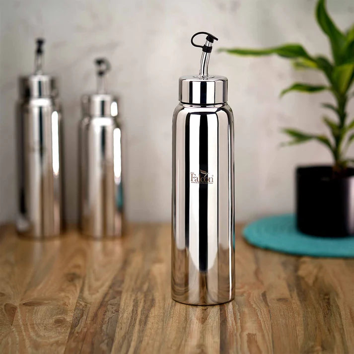 PddFalcon Stainless Steel Oil Dispenser Bottle | Airtight, Leak Proof with Wide Mouth | Multiple sizes