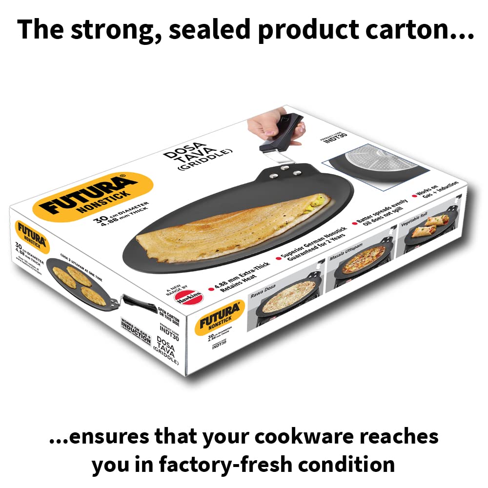 Hawkins Futura Non-Stick Induction Dosa Tawa | Hard Anodised & PFOA Free | Multiple sizes