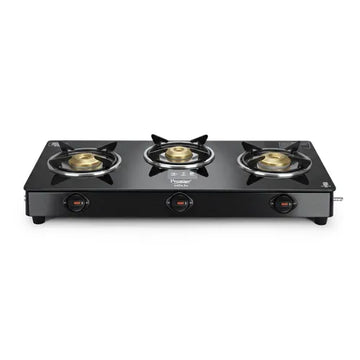 Prestige Efficia 3B 3-Burner Gas Stove – Toughened Glass Top with Brass Burners