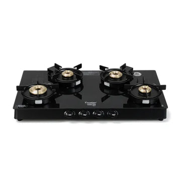 Prestige Svachh Neo GTSN 04 L 4-Burner Gas Stove – Toughened Glass Top with Liftable Brass Burners