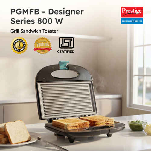 Prestige PGMFB(D) Designer Series Sandwich Toaster – 800W Fixed Sandwich Grill Plates, Non-Stick