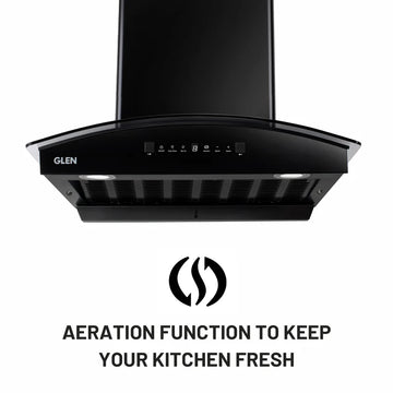 Glen CH 6069 HSR DC AC 60/76/90cm Auto Clean Glass Filterless Kitchen Chimney – 1600 m³/h, Heat Sensor & BLDC Motor