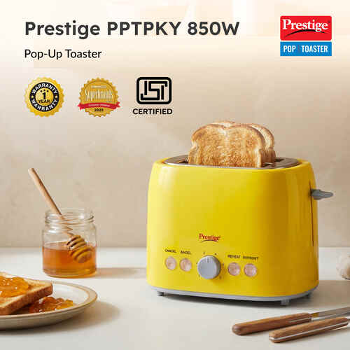 Prestige PPTPKY Pop-Up Toaster – 850W Bread Toaster with 6 Browning Levels, Defrost & Reheat Function