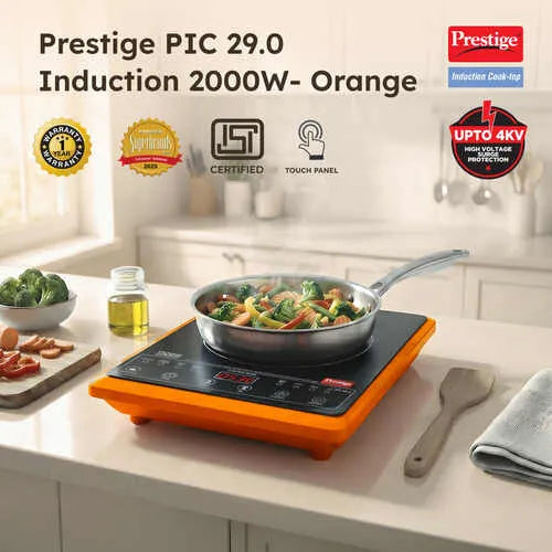 Prestige PIC 29.0 2000W Induction Cooktop – Indian Menu Options, Automatic Voltage Regulation & Power Saver Technology