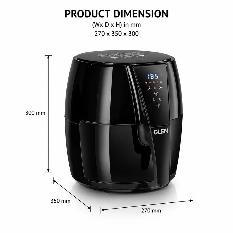 Glen Digital Air Fryer 5 Litre, 1500W with 6 Preset Menus, Timer & Temperature Control (SA3041DIGI)