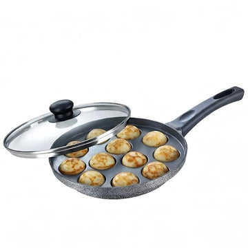 Prestige Omega Select Plus Non-Stick Appe Maker 12 Pits, 24 cm with Glass Lid