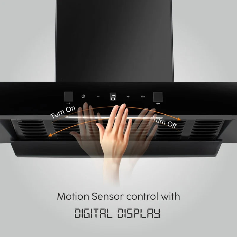 Glen 6052 DI BL AC 60 60cm Auto Clean Filterless Kitchen Chimney – 1200 m³/h, Motion Sensor & Digital Display