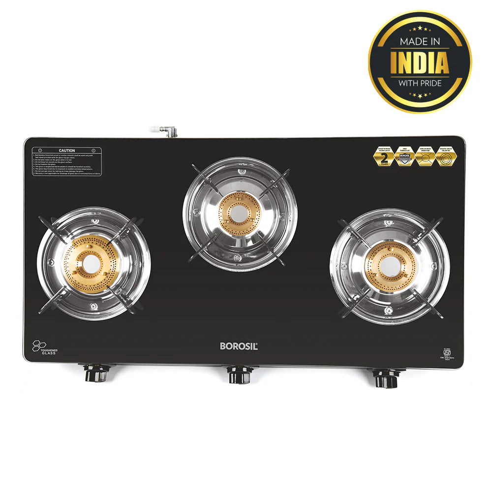 Borosil Magnum Pro 3 Burner Glass Top Gas Stove