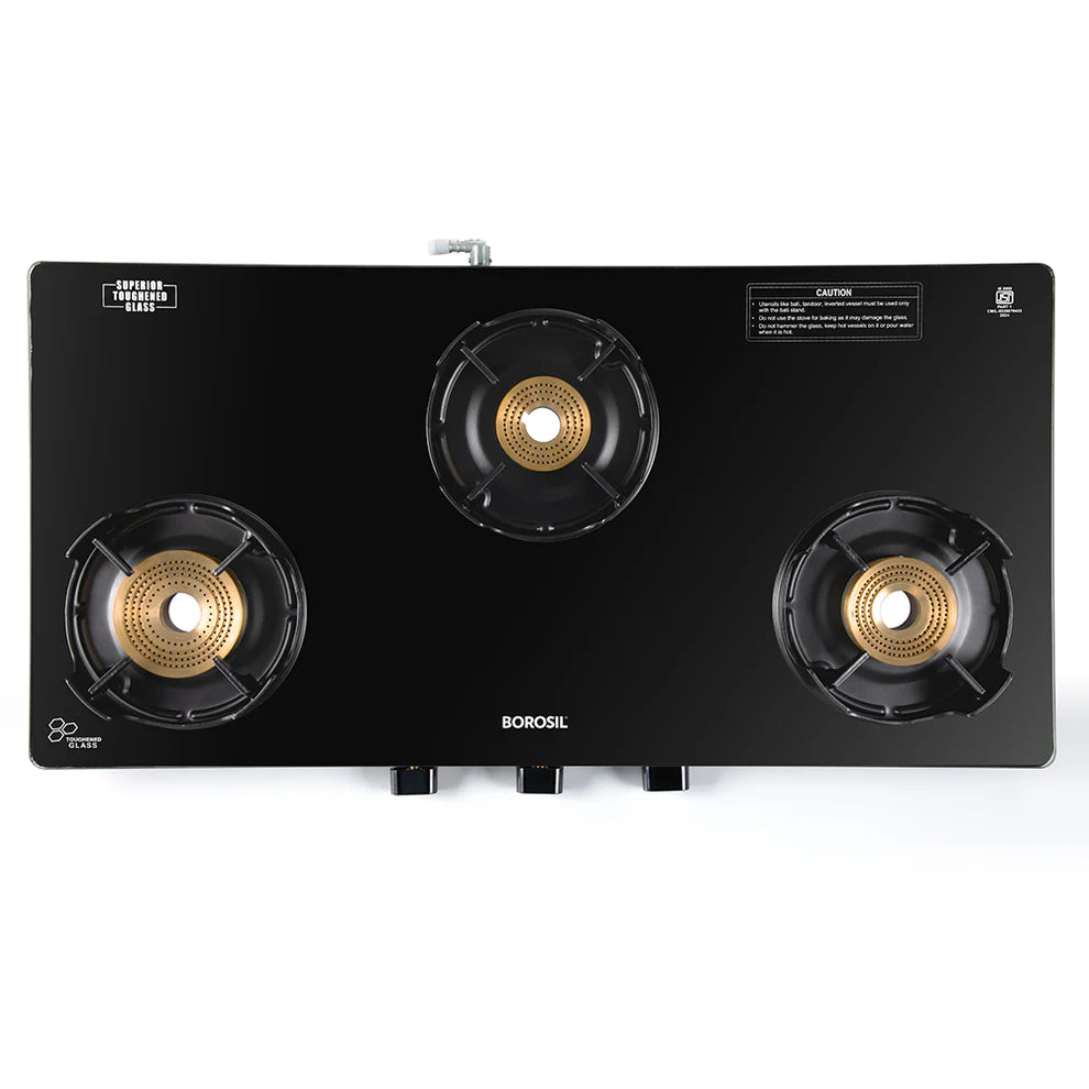Borosil Flame Star 3 Burner Glass Top Gas Stove