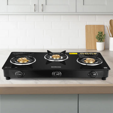 Borosil Energia 3 Burner Glass Top Gas Stove