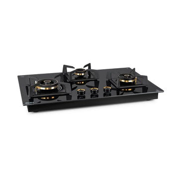 Glen BH1073DFTHT2TR77 3 Burner DFVS Glass Hob with Triple Ring & Mini Triple Ring Total Brass Burners, Auto Ignition – 77 cm