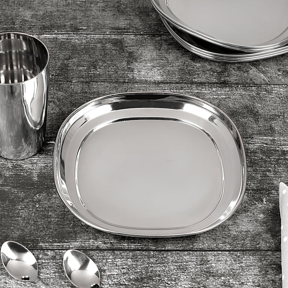 Chakmak Premium Square Stainless Steel Plate - Set of 6