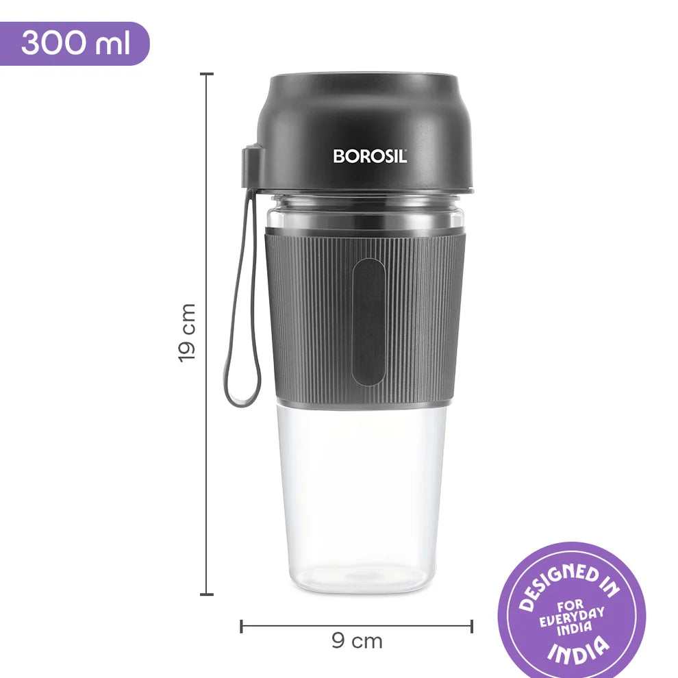 Borosil NutriGrip 40W Portable Blender – Grey
