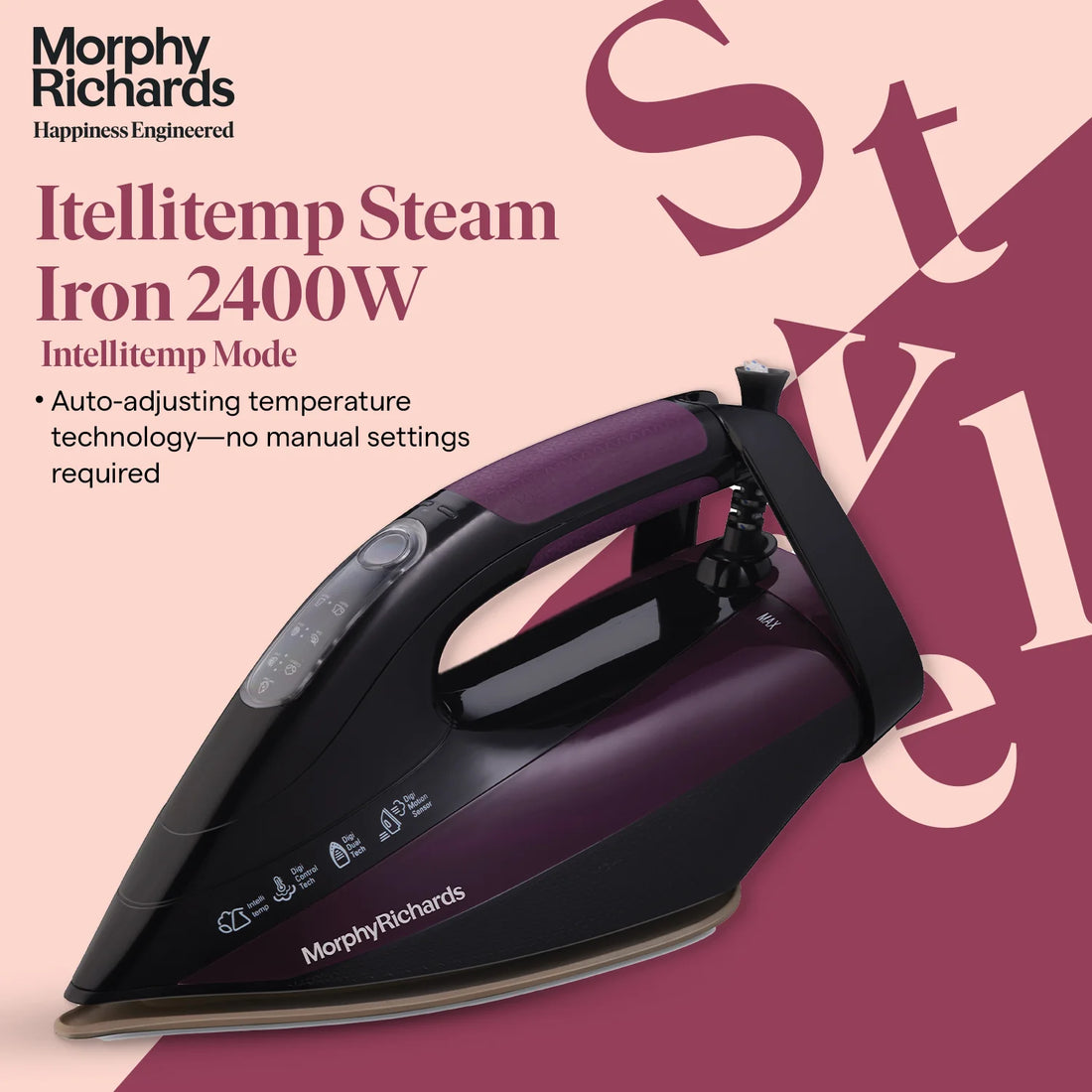Bajaj Intellitemp Steam Iron 2400W | 300ml Water Tank