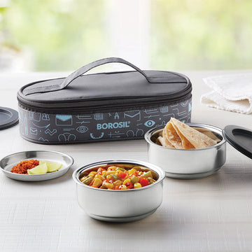 Borosil Carryfresh Insulated Lunch Box Set of 2 – 180ml