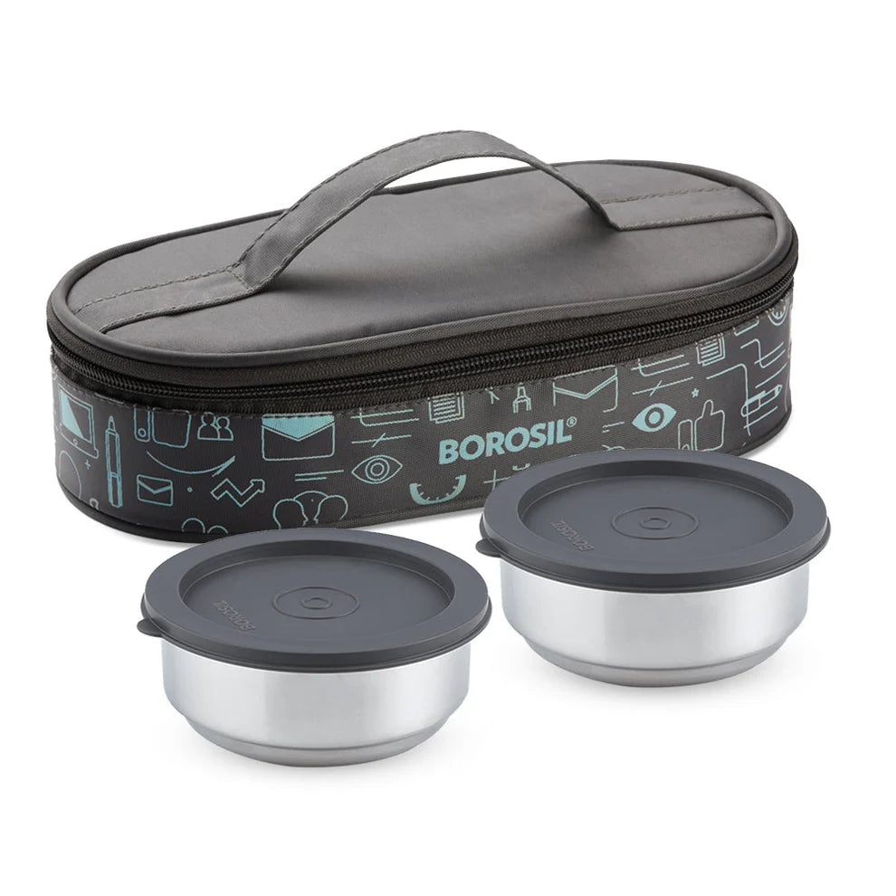 Borosil Carryfresh Insulated Lunch Box Set of 2 – 180ml