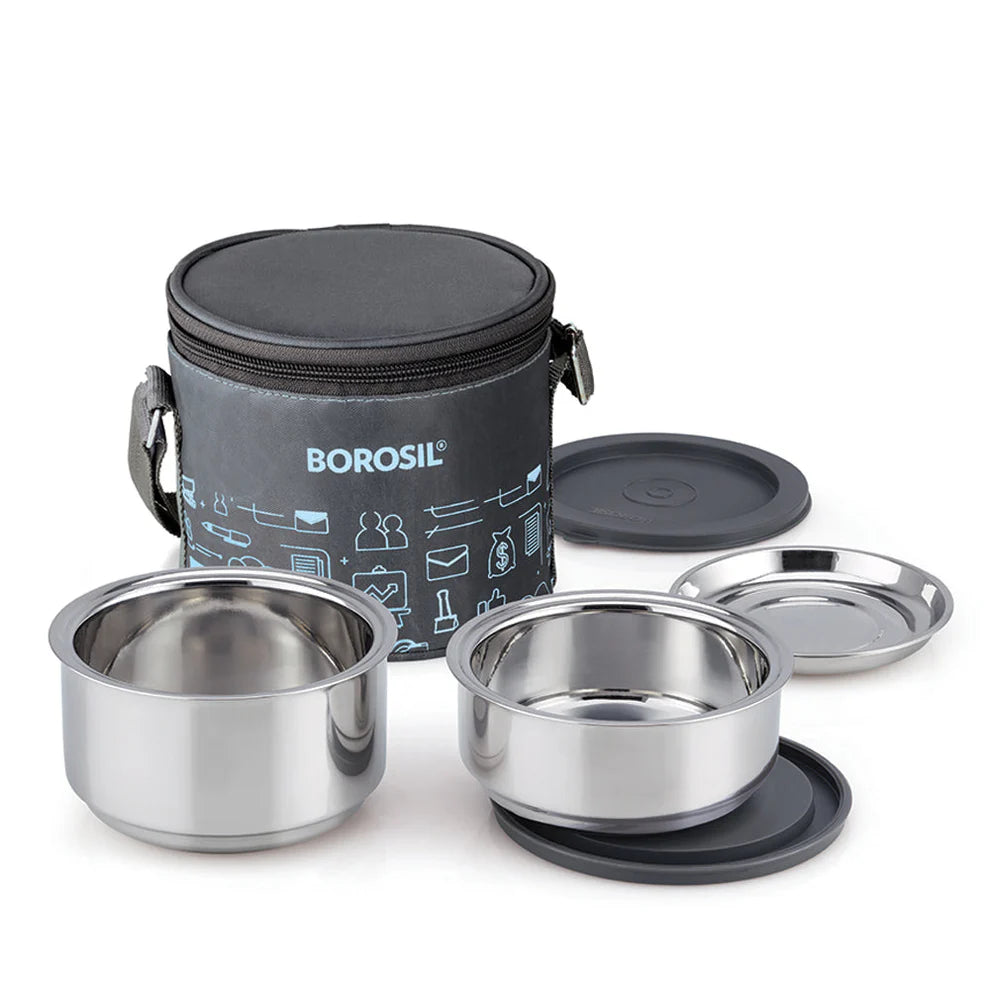 Borosil Carryfresh Insulated Stainless Steel Lunch Box Set of 2