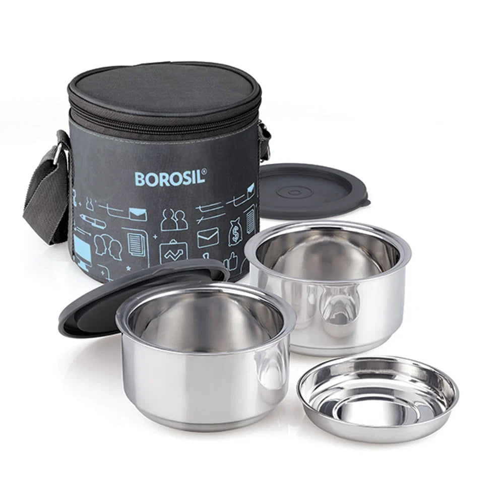 Borosil Carryfresh Stainless Steel Lunch Box Set of 2
