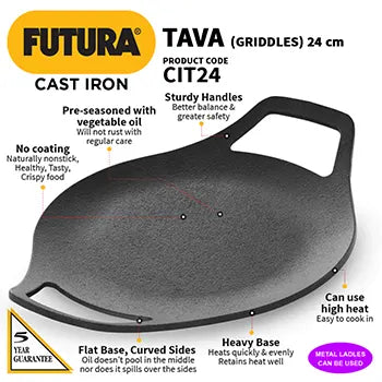 Reinforced Cast Iron Tava 24 cm