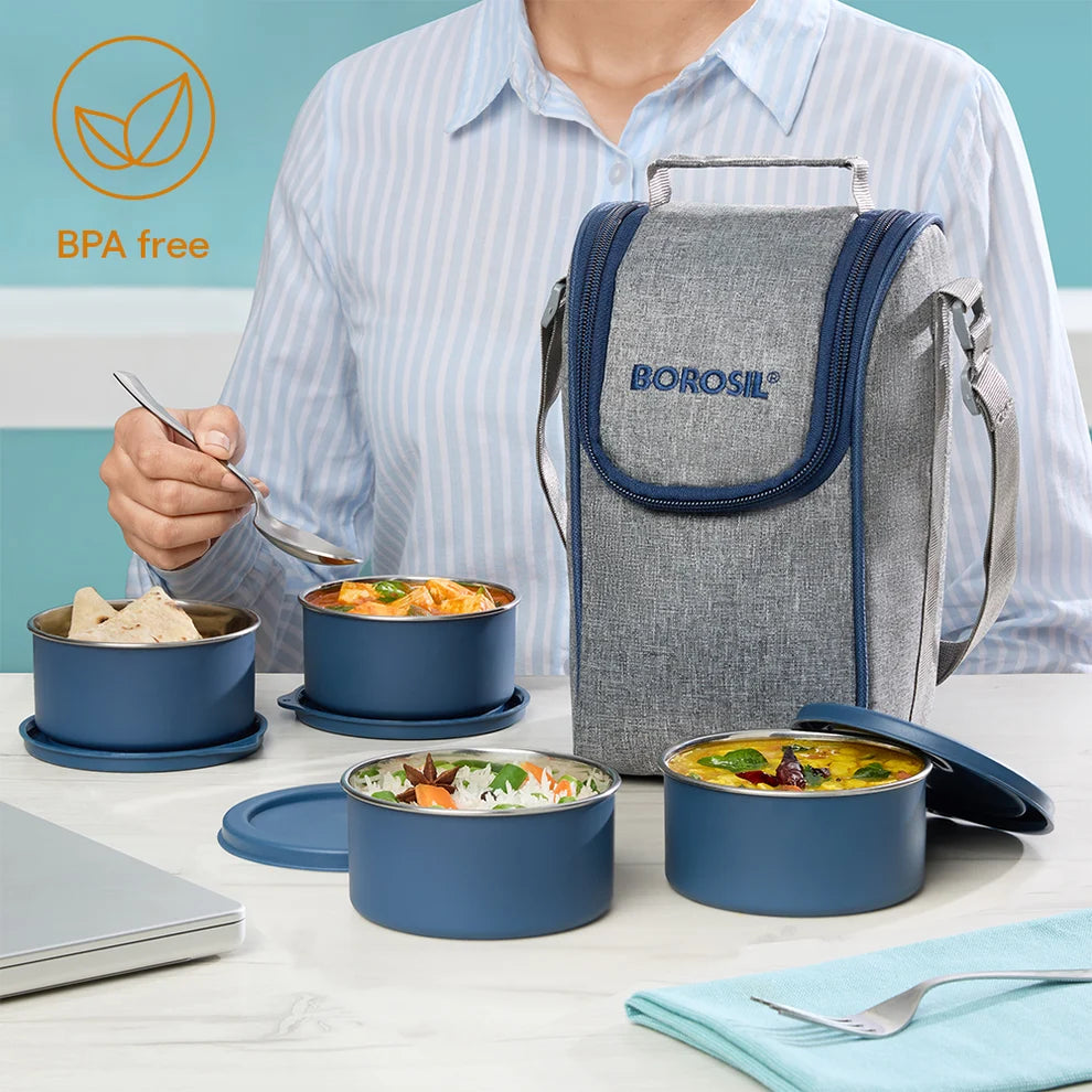 Borosil Carrymore Lunch Box with Chappati Box – 3 Pc