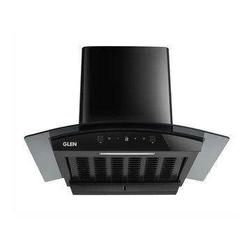 Glen 6058 DI BL AC 60/76/90cm Auto Clean Curved Glass Filterless Kitchen Chimney – 1200 m³/h, Motion Sensor & Digital Display