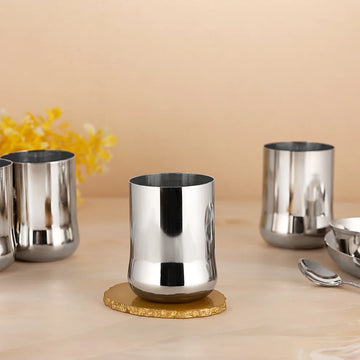 Chakmak Stainless Steel Swift Drinking Glass Set of 6 | 350 ml each