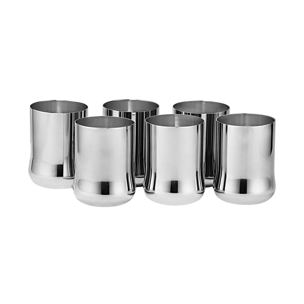 Chakmak Stainless Steel Swift Drinking Glass Set of 6 | 350 ml each