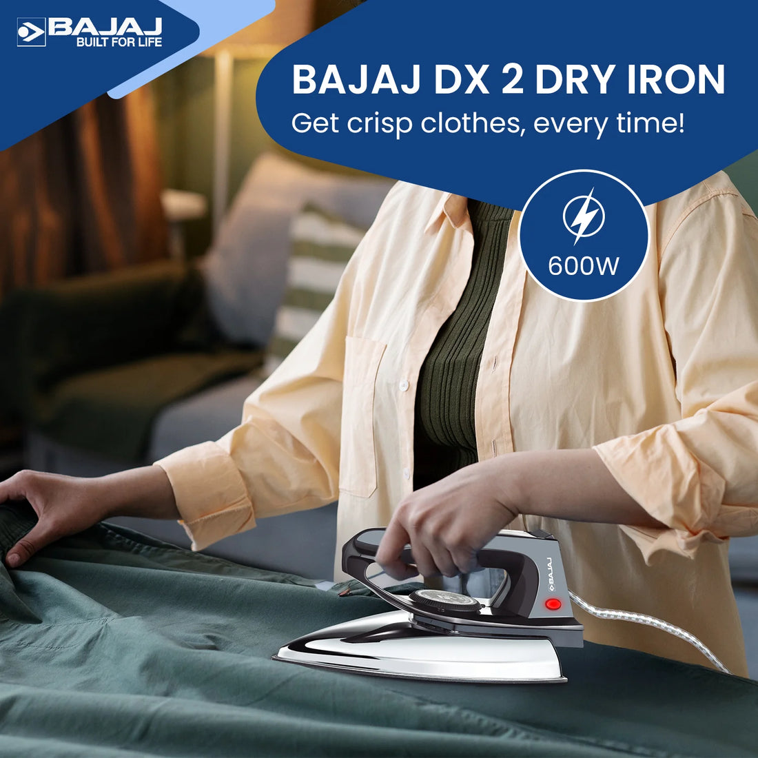 Bajaj DX 2 Bajaj Iron 600W Dry Iron with Aluminium Soleplate