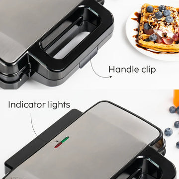 Glen Electric Jumbo Multi Snack Maker | 3 sets of Non-Stick Plates for Sandwich, Grill & Waffle (SA3023JMSM)