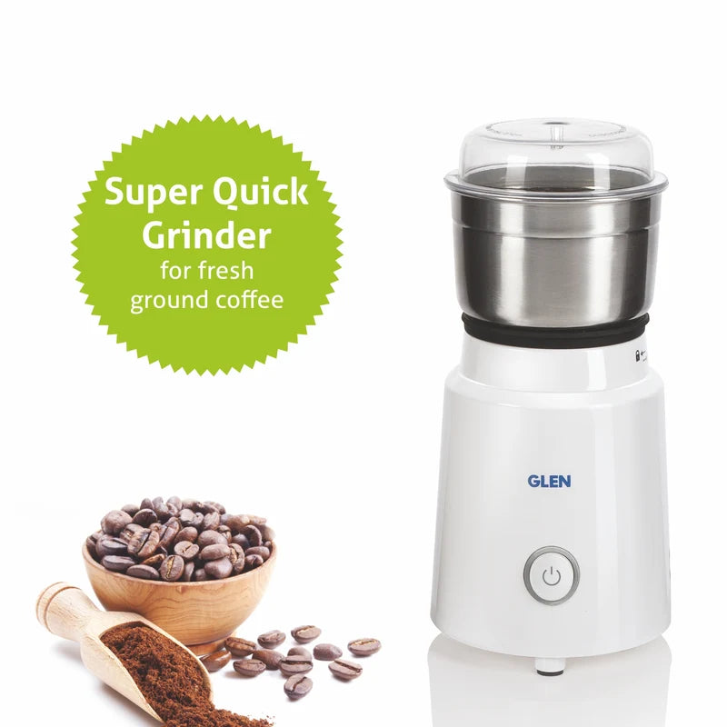 Glen Electric Mini Grinder 350W, 50g Stainless Steel Jar, White (4045 NG)