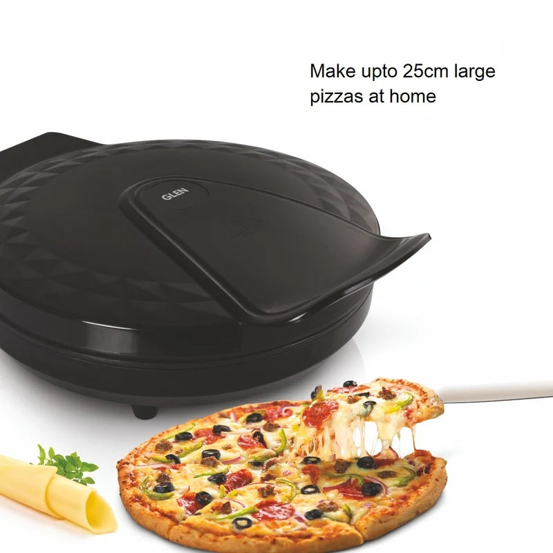 Glen Electric Pizza Grill and Crepe Maker, 1200W, 180° Opening, Non-Stick Coating (3033 PG)